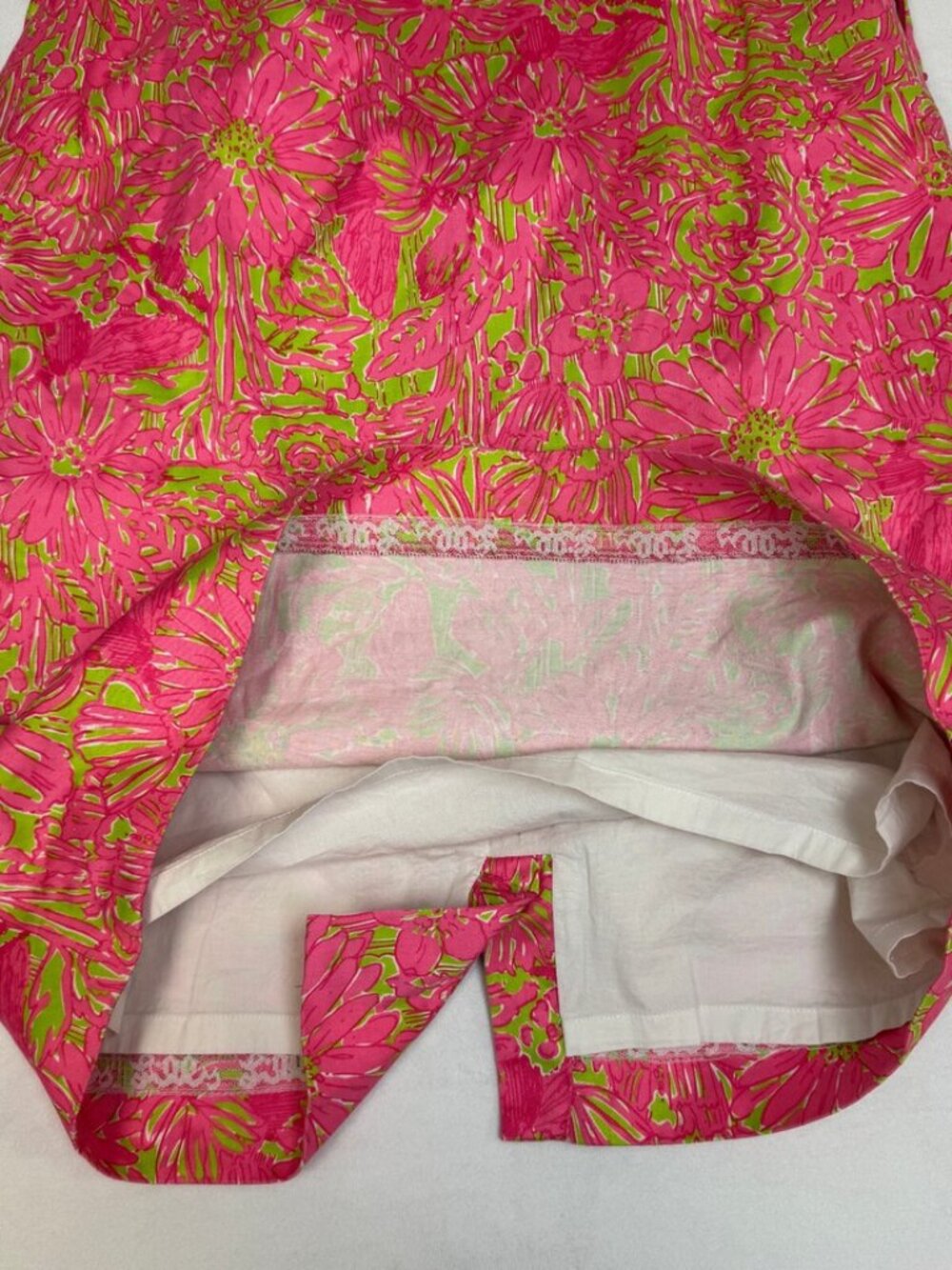 Lilly Pulitzer Midi Pink Green Floral Cotton Lined Shift Dress Size 12 - Picture 11 of 16